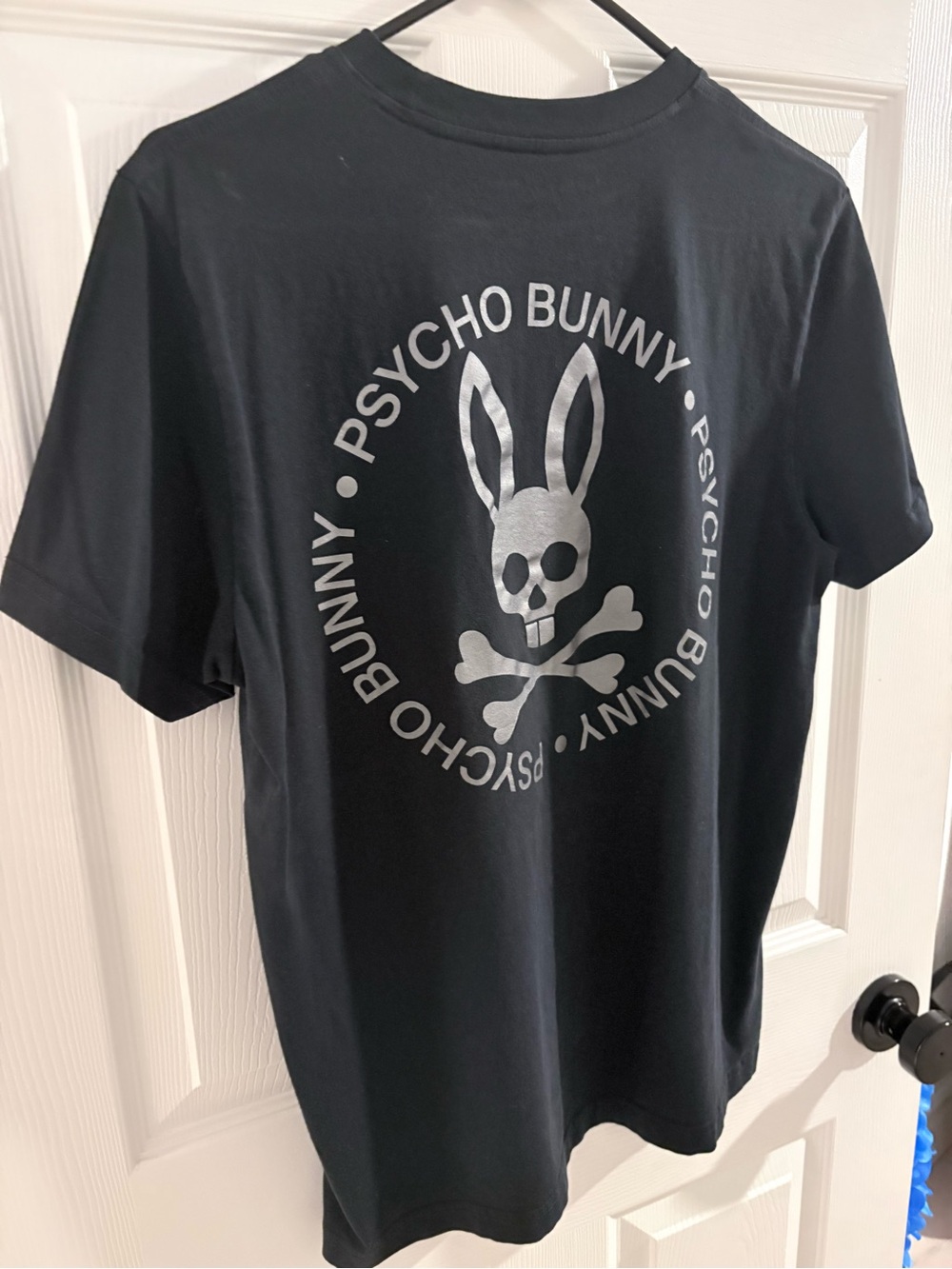 Psycho Bunny Black Short-Sleeve Tee with Silver Logo